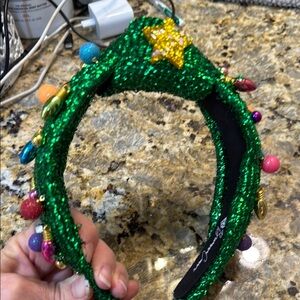Brianna Cannon Green Christmas Headband with Colorful Accents